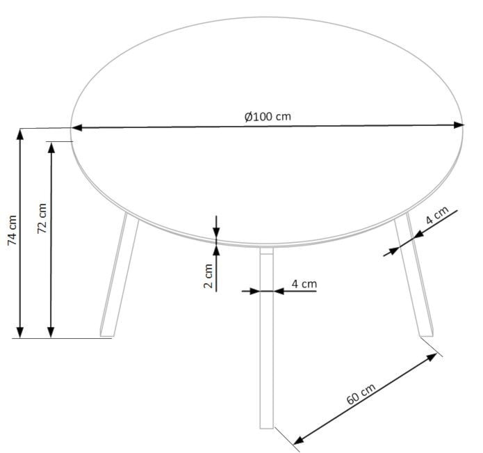 Stół do jadalni Opiatiest okrągły średnica 100 cm jasny popiel/czarny  - zdjęcie 5