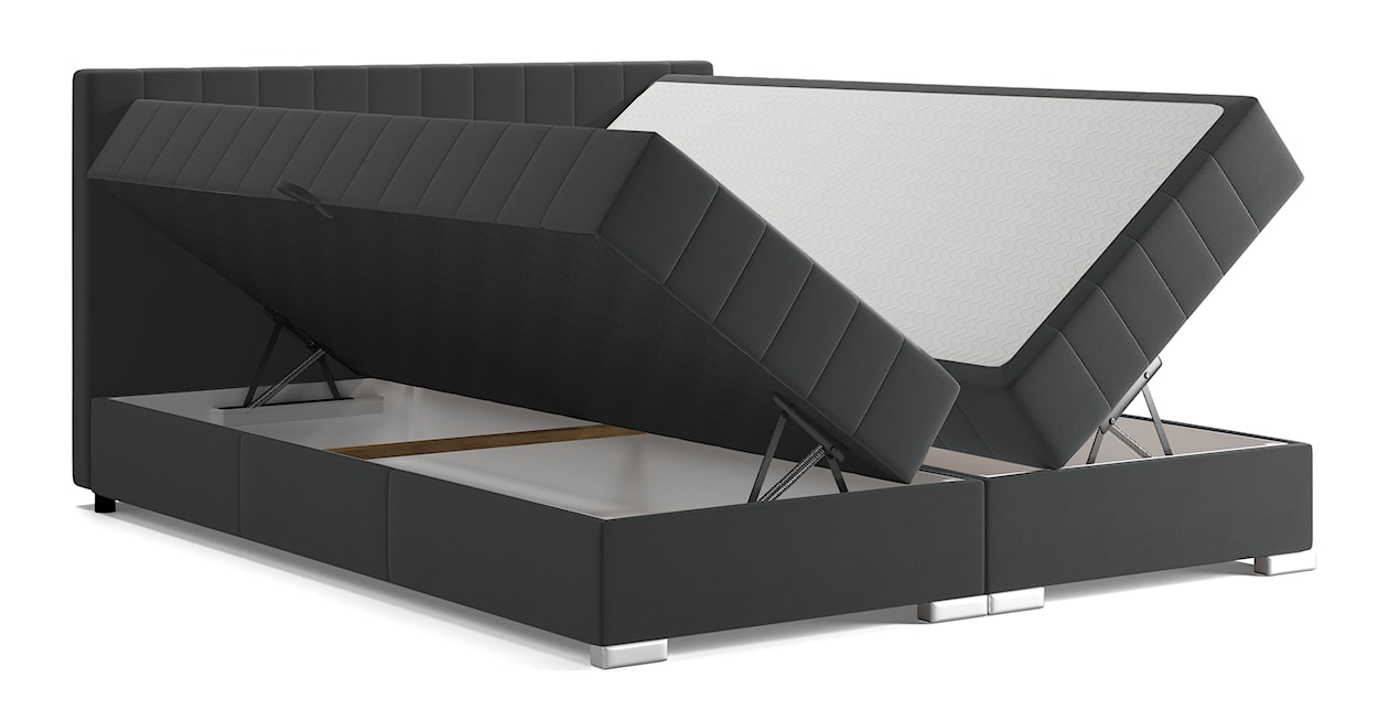 Łóżko kontynentalne 140x200 cm Libbiano z pojemnikami i topperem ciemnoszare  - zdjęcie 3