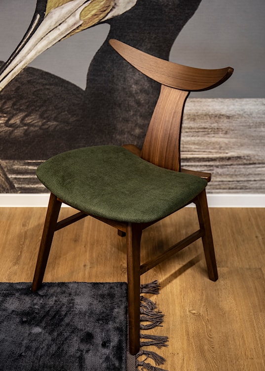 Krzesło drewniane Henrico orzech ciemna zieleń  - zdjęcie 2