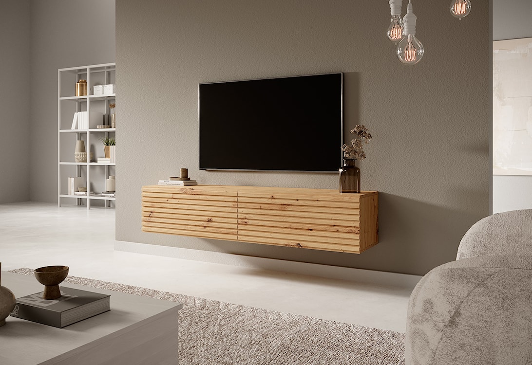 Szafka RTV Pavas 140 cm dąb artisan lamele  - zdjęcie 2