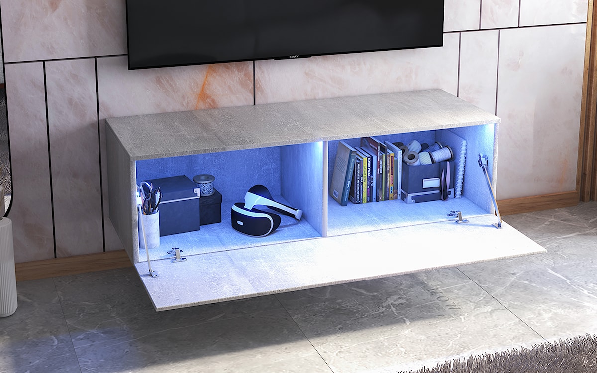 Szafka RTV Skylara z LED 100 cm Beton   - zdjęcie 5