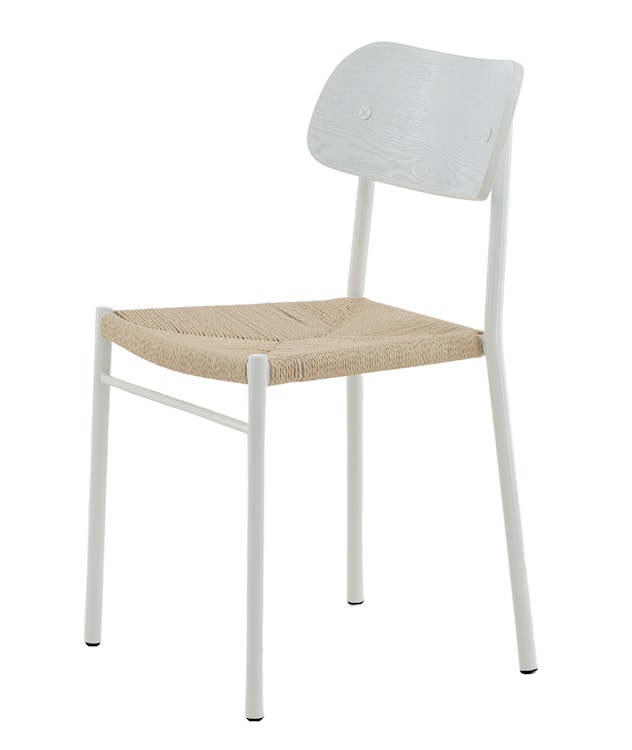 Krzesło drewniane Blimment plecione siedzisko beżowo/białe  - zdjęcie 6