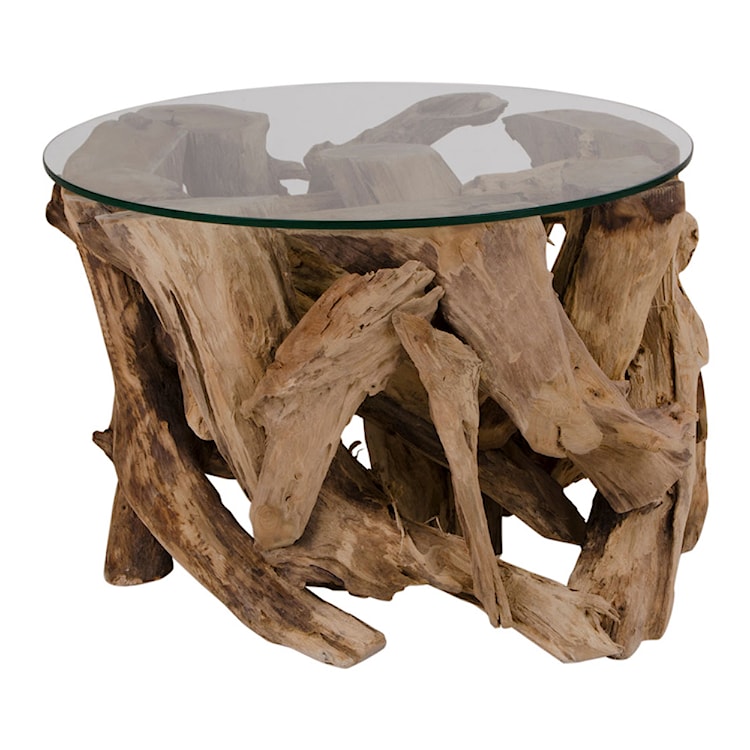 Stolik kawowy Deteir 60x60 cm na drewnianej podstawie  - zdjęcie 4