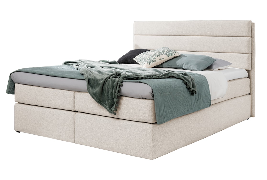 Łóżko kontynentalne Floreso 200x200 z materacem i topperem beżowe