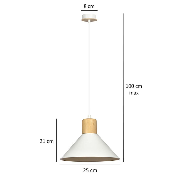 Lampa wisząca Rawn stożek średnica 25 cm biała  - zdjęcie 9