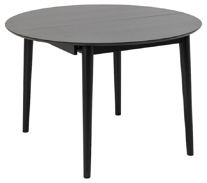 Okrągły stół do jadalni Elisma rozkładany czarny na drewnianych nogach 115-154 cm 