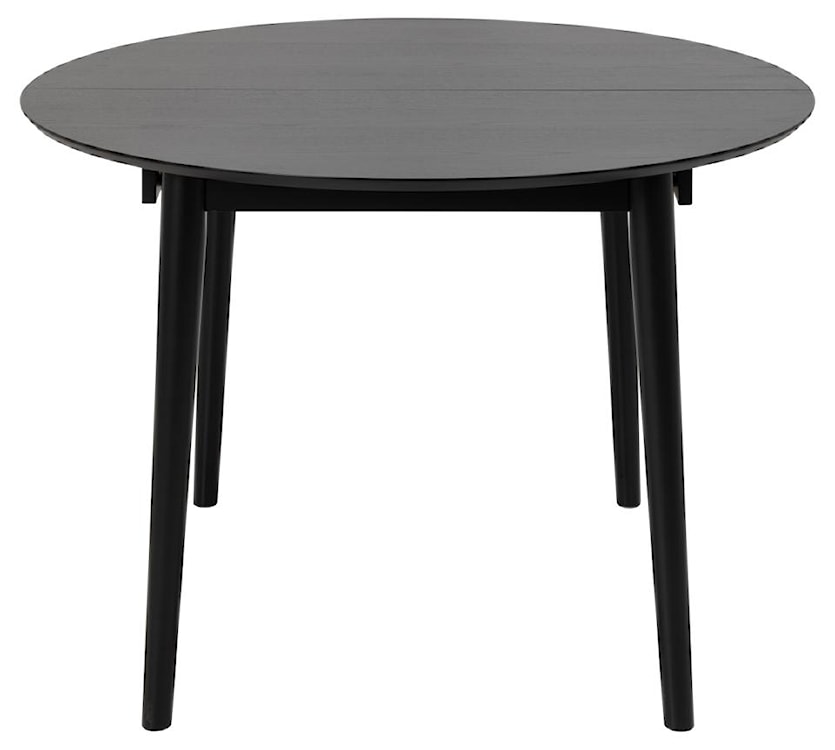 Okrągły stół do jadalni Elisma rozkładany czarny na drewnianych nogach 115-154 cm  - zdjęcie 2
