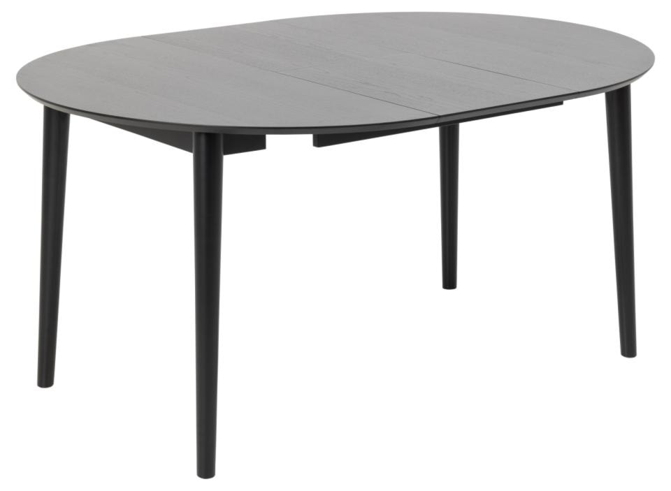 Okrągły stół do jadalni Elisma rozkładany czarny na drewnianych nogach 115-154 cm  - zdjęcie 3