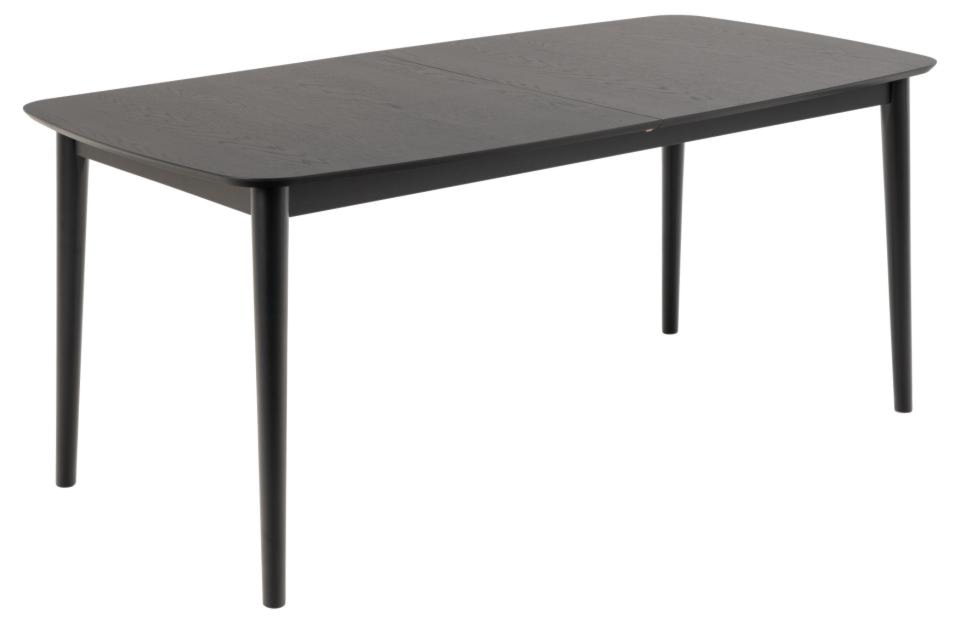 Stół do jadalni Elisma rozkładany fornir dębowy lakierowany czarny 180-219 cm 