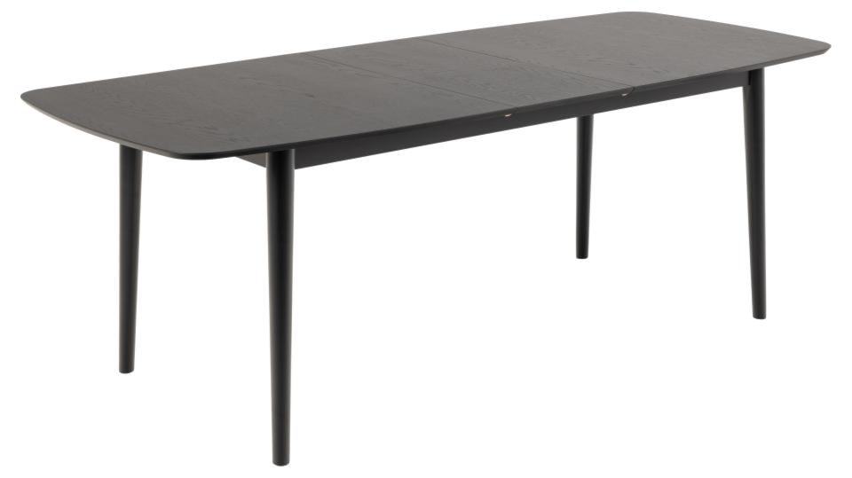 Stół do jadalni Elisma rozkładany fornir dębowy lakierowany czarny 180-219 cm   - zdjęcie 3