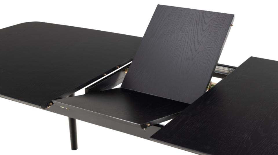 Stół do jadalni Elisma rozkładany fornir dębowy lakierowany czarny 180-219 cm   - zdjęcie 6