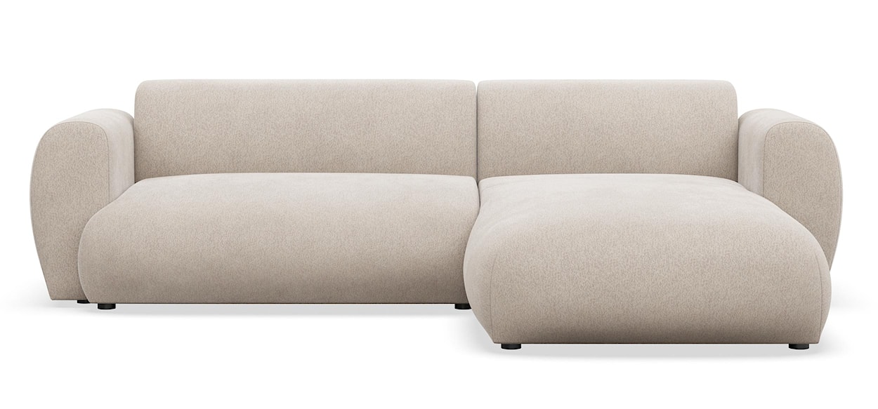 Narożnik z funkcją spania Emia L-kształtny prawostronny beżowy szenil 