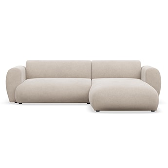 Narożnik z funkcją spania Emia L-kształtny prawostronny beżowy szenil