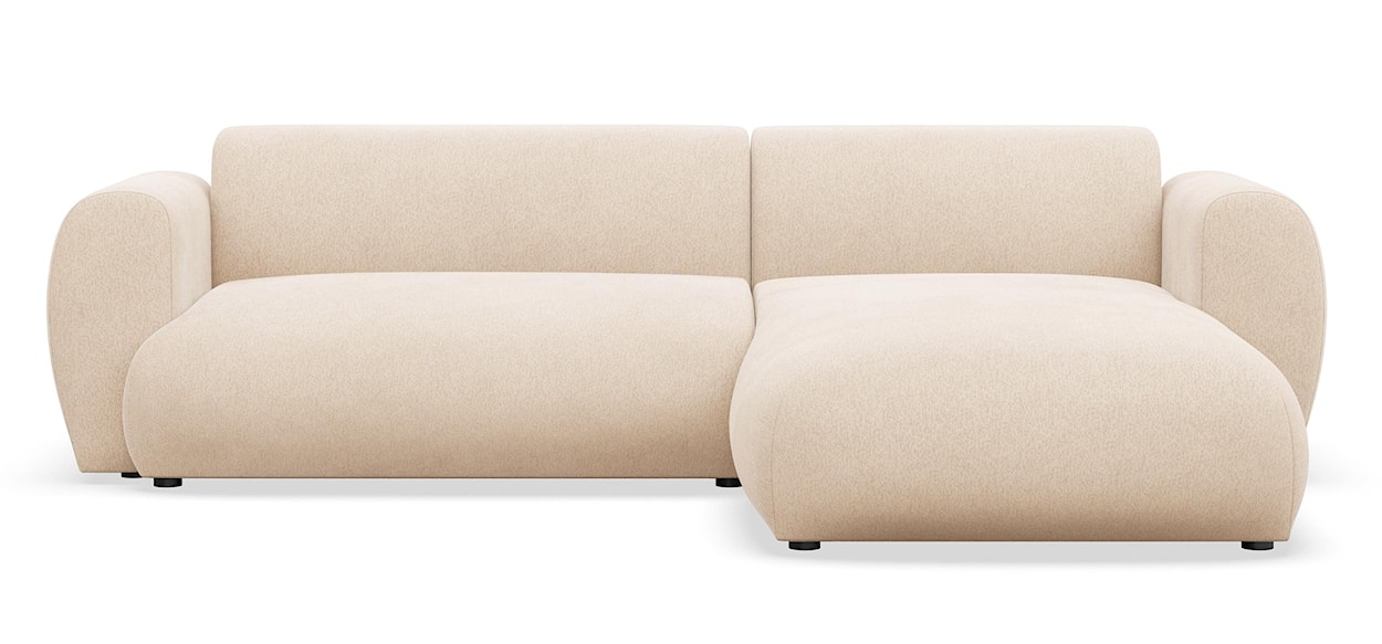 Narożnik z funkcją spania Emia L-kształtny prawostronny jasnobeżowy szenil 