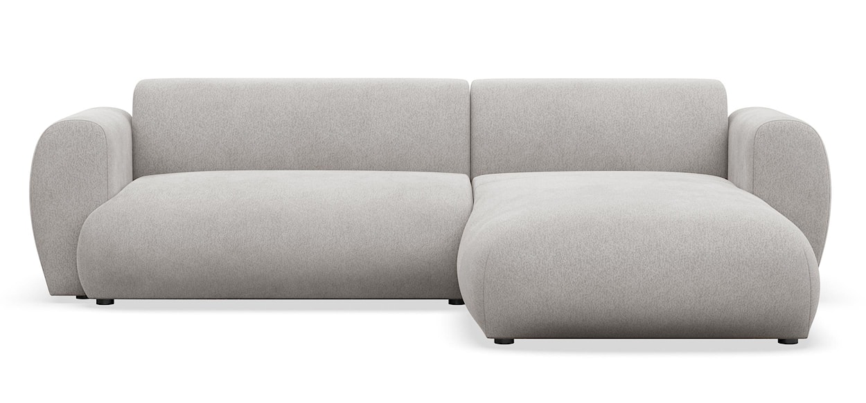 Narożnik z funkcją spania Emia L-kształtny prawostronny jasnoszary szenil 