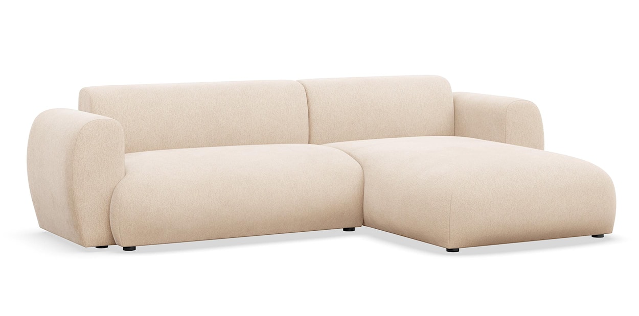 Narożnik z funkcją spania Emia L-kształtny prawostronny jasnobeżowy szenil  - zdjęcie 4