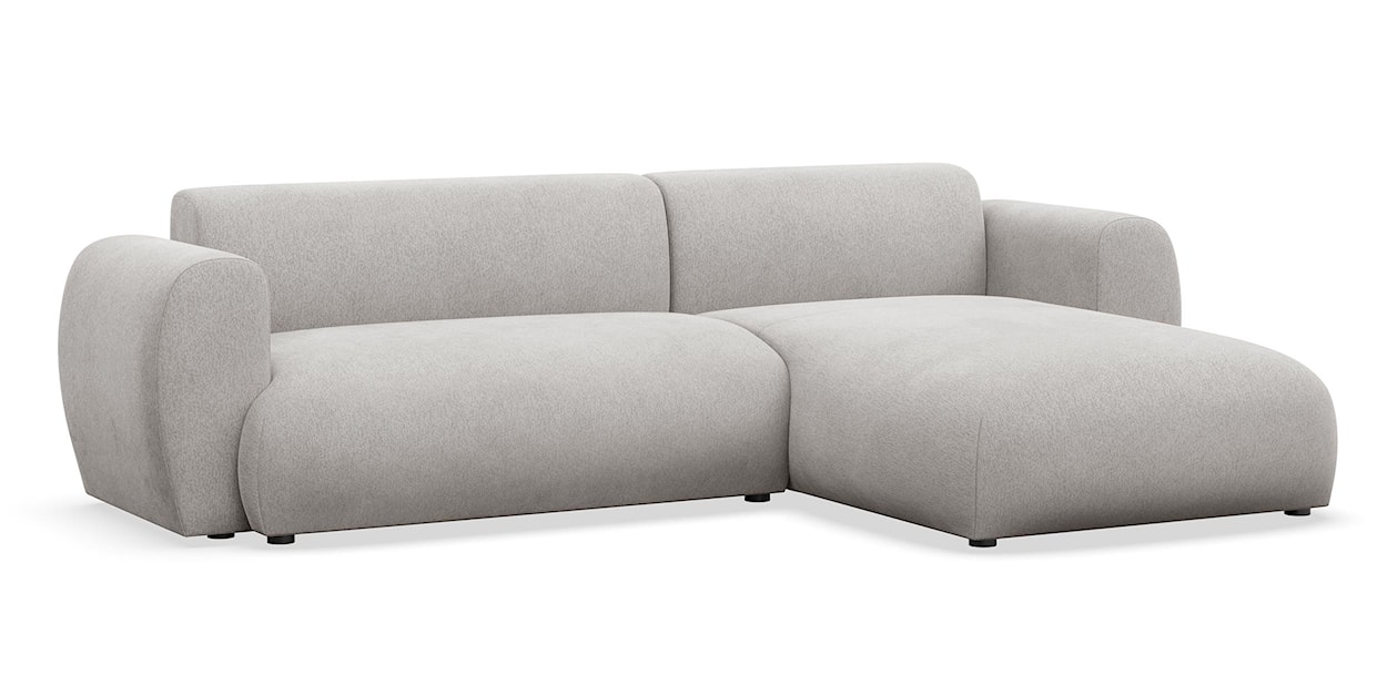 Narożnik z funkcją spania Emia L-kształtny prawostronny jasnoszary szenil  - zdjęcie 4