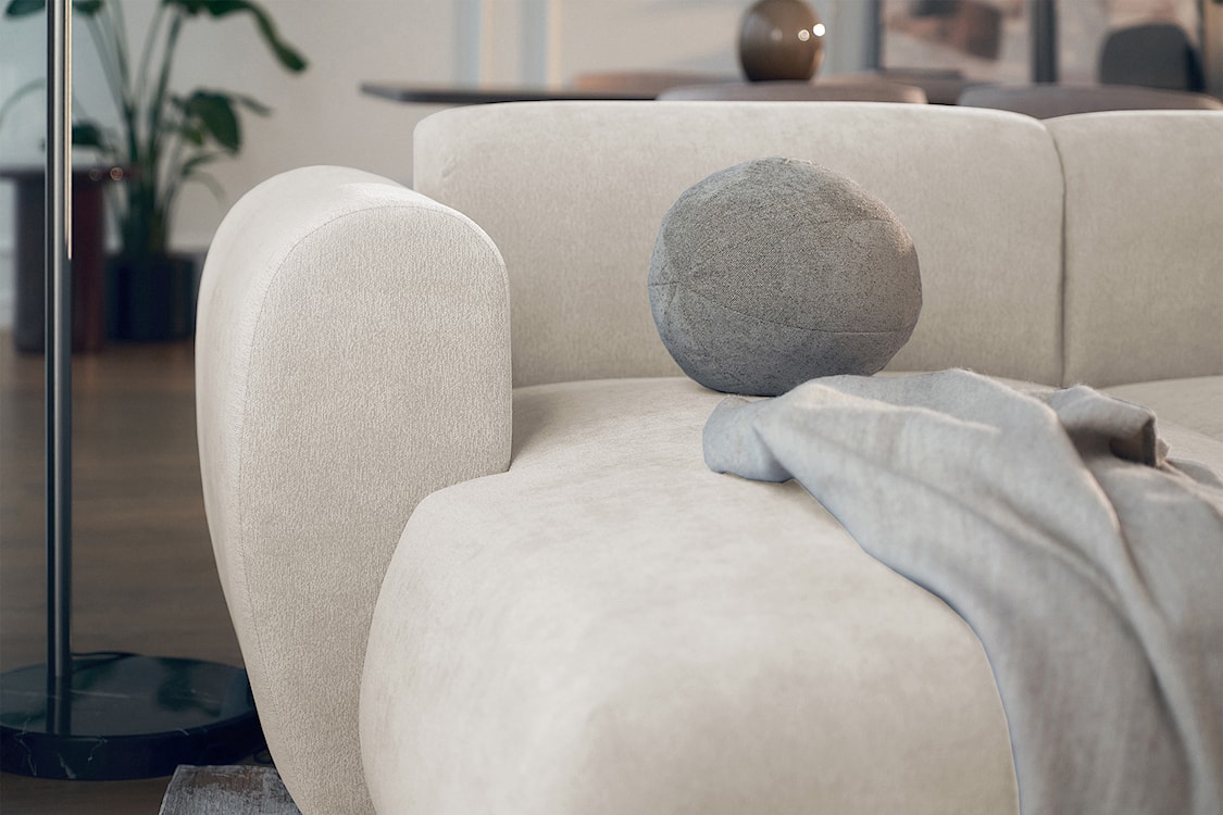 Narożnik z funkcją spania Emia L-kształtny lewostronny beżowy szenil  - zdjęcie 9