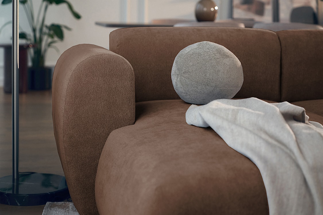 Narożnik z funkcją spania Emia L-kształtny lewostronny brązowy szenil  - zdjęcie 10