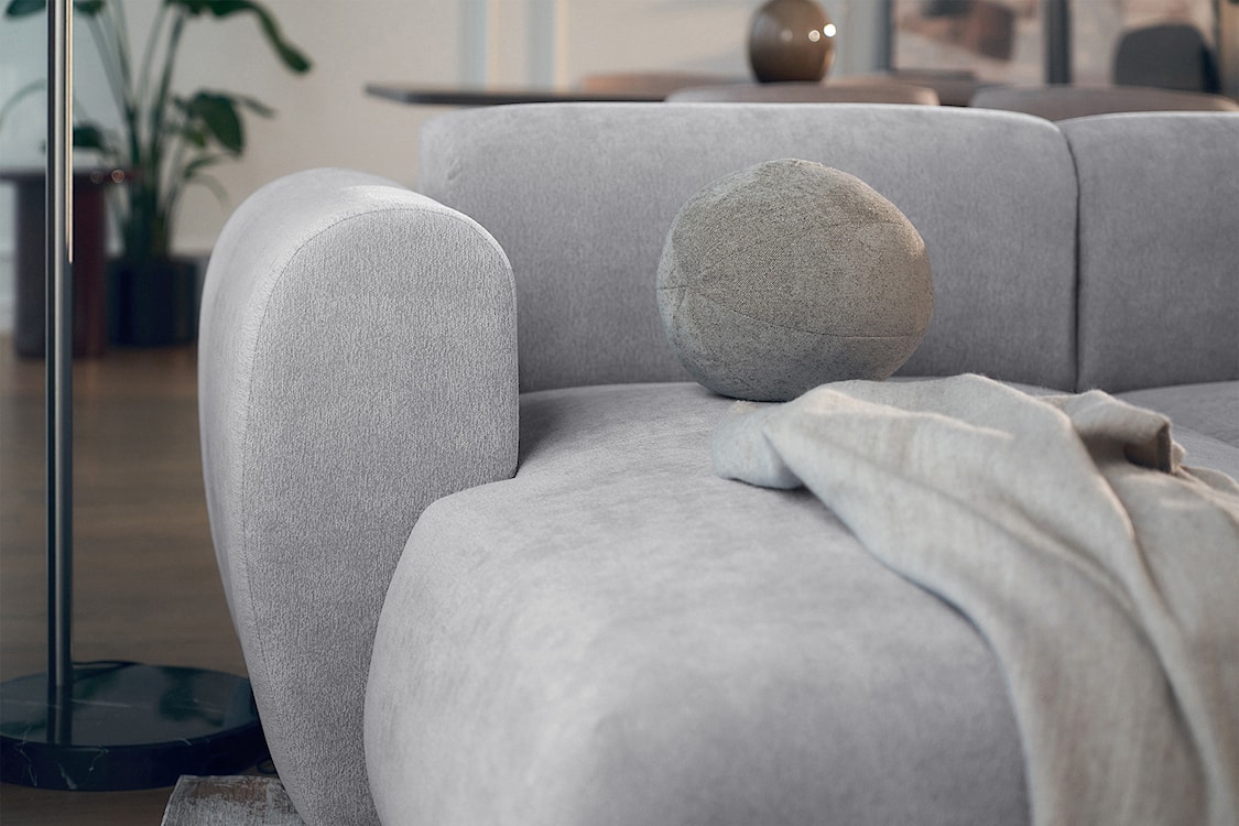 Narożnik z funkcją spania Emia L-kształtny lewostronny szary szenil  - zdjęcie 10