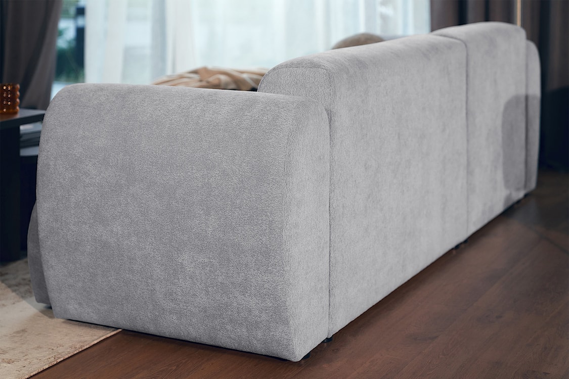 Narożnik z funkcją spania Emia L-kształtny lewostronny szary szenil  - zdjęcie 11