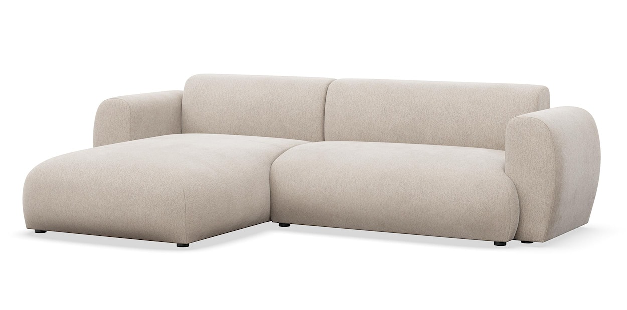 Narożnik z funkcją spania Emia L-kształtny lewostronny beżowy szenil  - zdjęcie 4