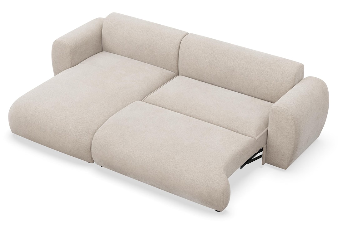 Narożnik z funkcją spania Emia L-kształtny lewostronny beżowy szenil  - zdjęcie 5