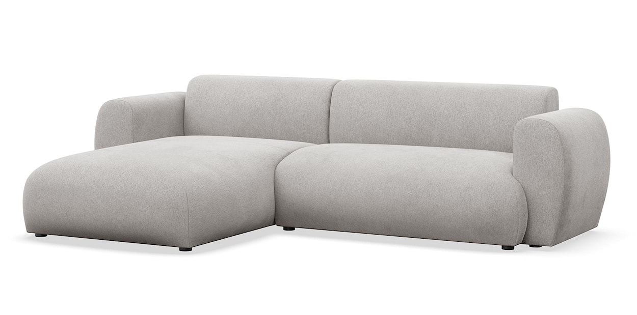 Narożnik z funkcją spania Emia L-kształtny lewostronny jasnoszary szenil  - zdjęcie 4