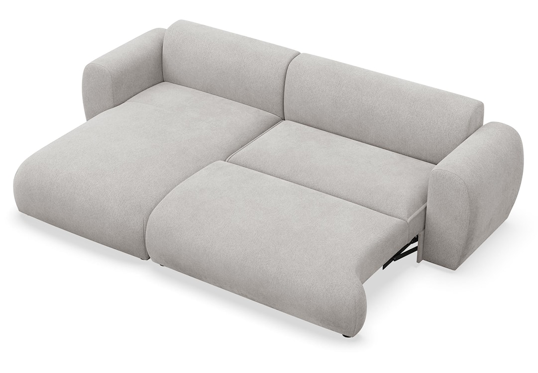 Narożnik z funkcją spania Emia L-kształtny lewostronny jasnoszary szenil  - zdjęcie 5