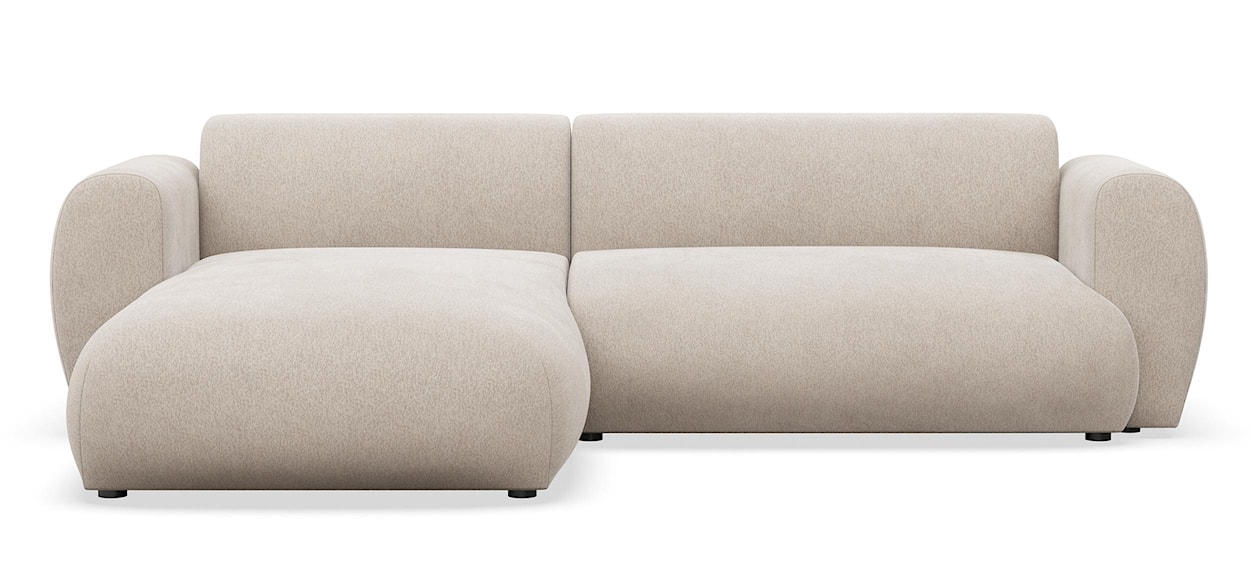 Narożnik z funkcją spania Emia L-kształtny lewostronny beżowy szenil 