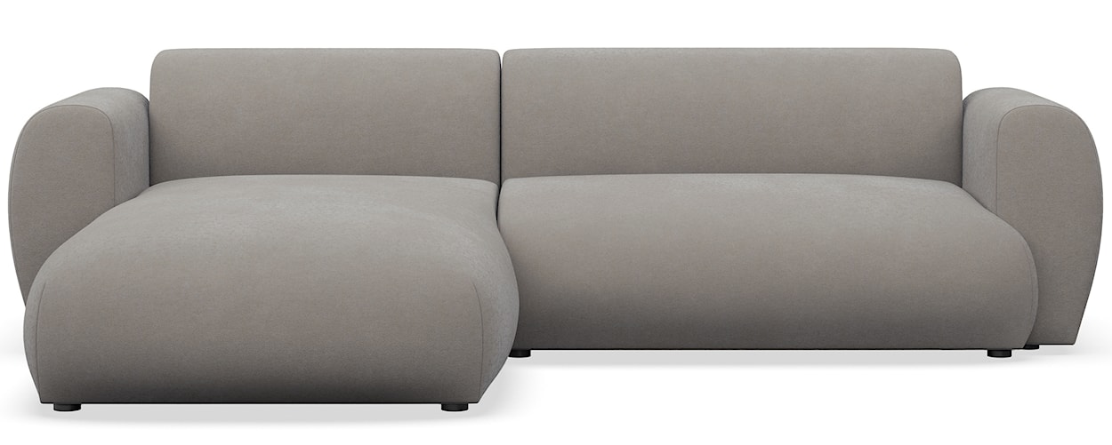 Narożnik z funkcją spania Emia L-kształtny lewostronny szarobeżowy szenil łatwoczyszczący 