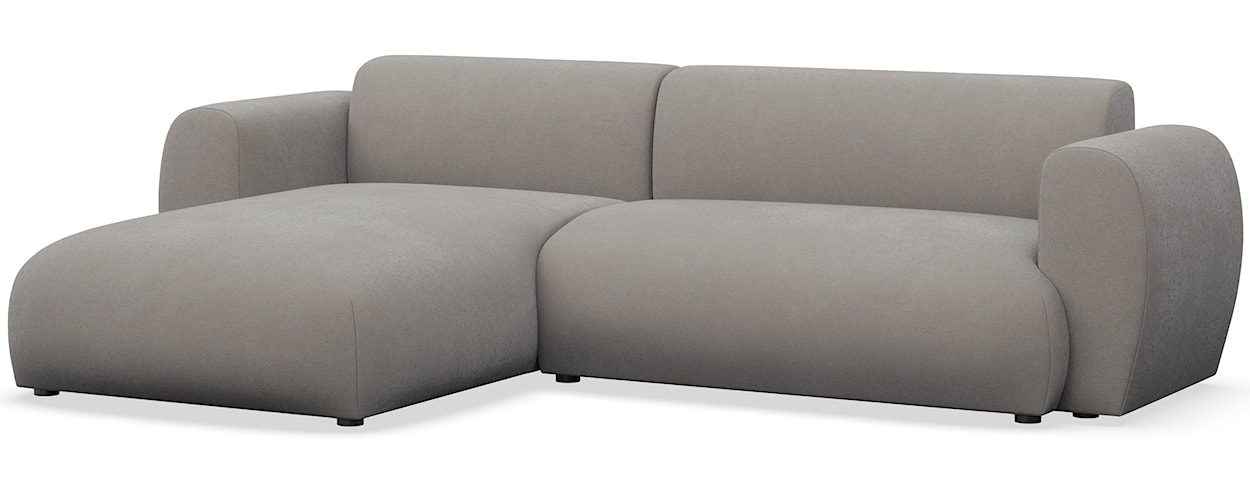 Narożnik z funkcją spania Emia L-kształtny lewostronny szarobeżowy szenil łatwoczyszczący  - zdjęcie 5