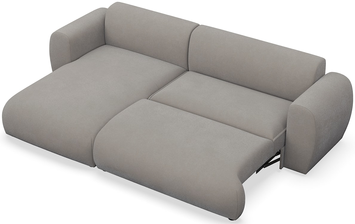 Narożnik z funkcją spania Emia L-kształtny lewostronny szarobeżowy szenil łatwoczyszczący  - zdjęcie 3