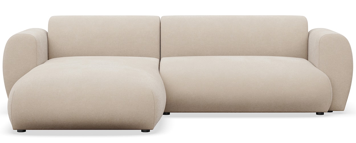 Narożnik z funkcją spania Emia L-kształtny lewostronny kremowy szenil łatwoczyszczący  - zdjęcie 2