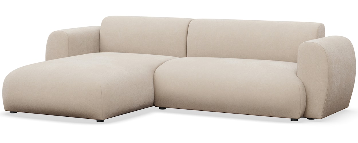 Narożnik z funkcją spania Emia L-kształtny lewostronny kremowy szenil łatwoczyszczący  - zdjęcie 5