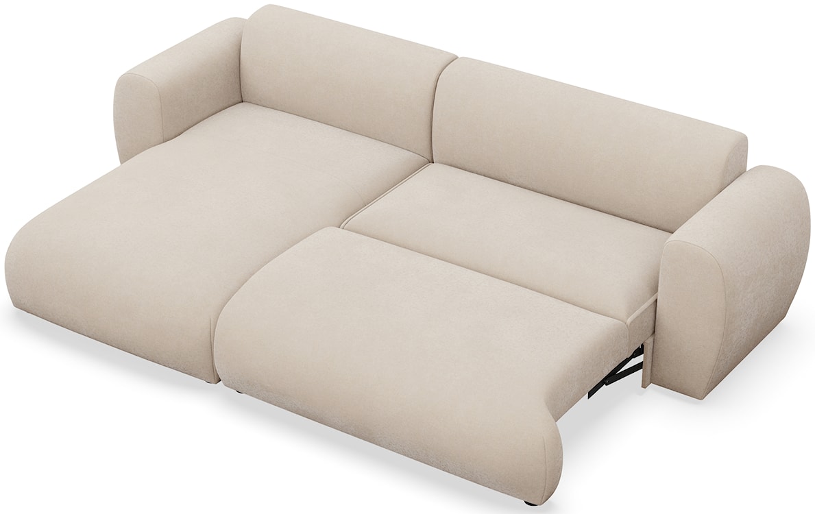 Narożnik z funkcją spania Emia L-kształtny lewostronny kremowy szenil łatwoczyszczący  - zdjęcie 3