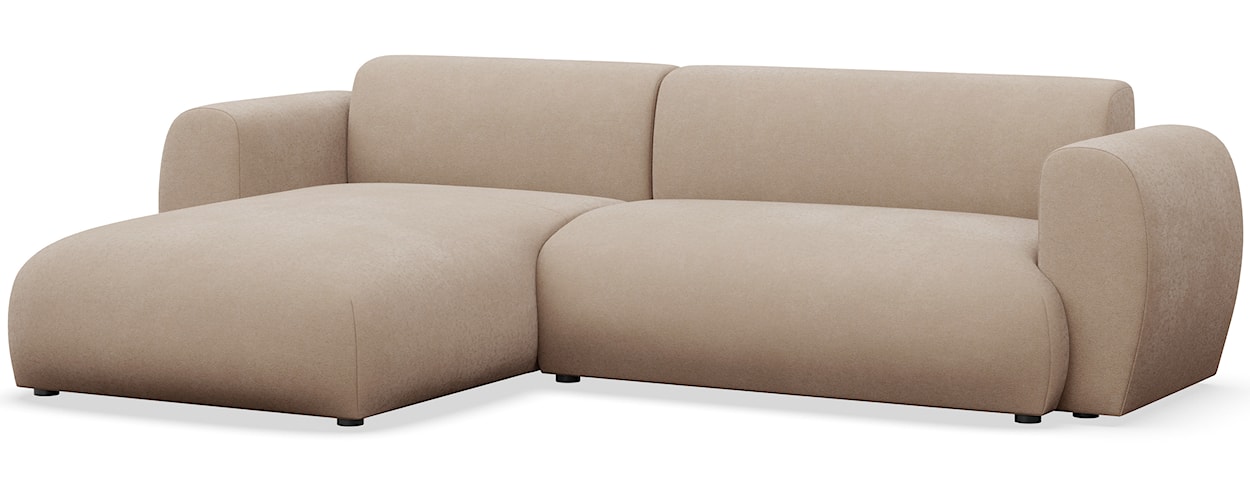 Narożnik z funkcją spania Emia L-kształtny lewostronny beżowy szenil łatwoczyszczący  - zdjęcie 5
