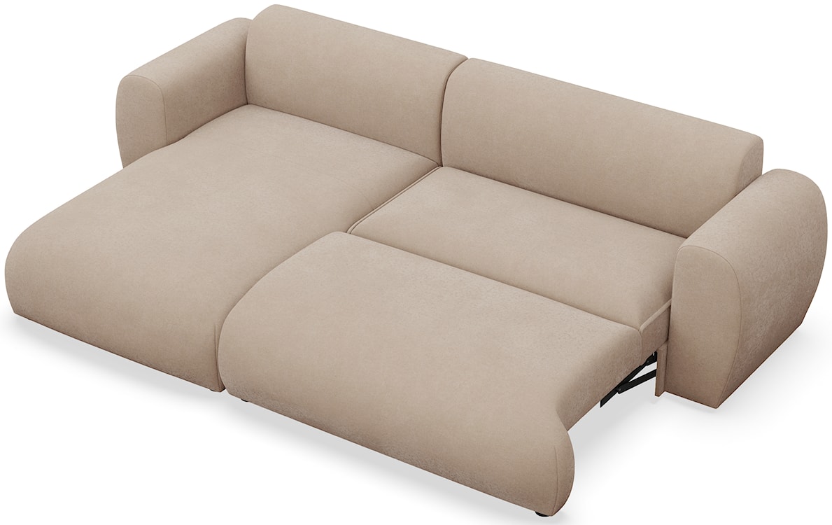 Narożnik z funkcją spania Emia L-kształtny lewostronny beżowy szenil łatwoczyszczący  - zdjęcie 3