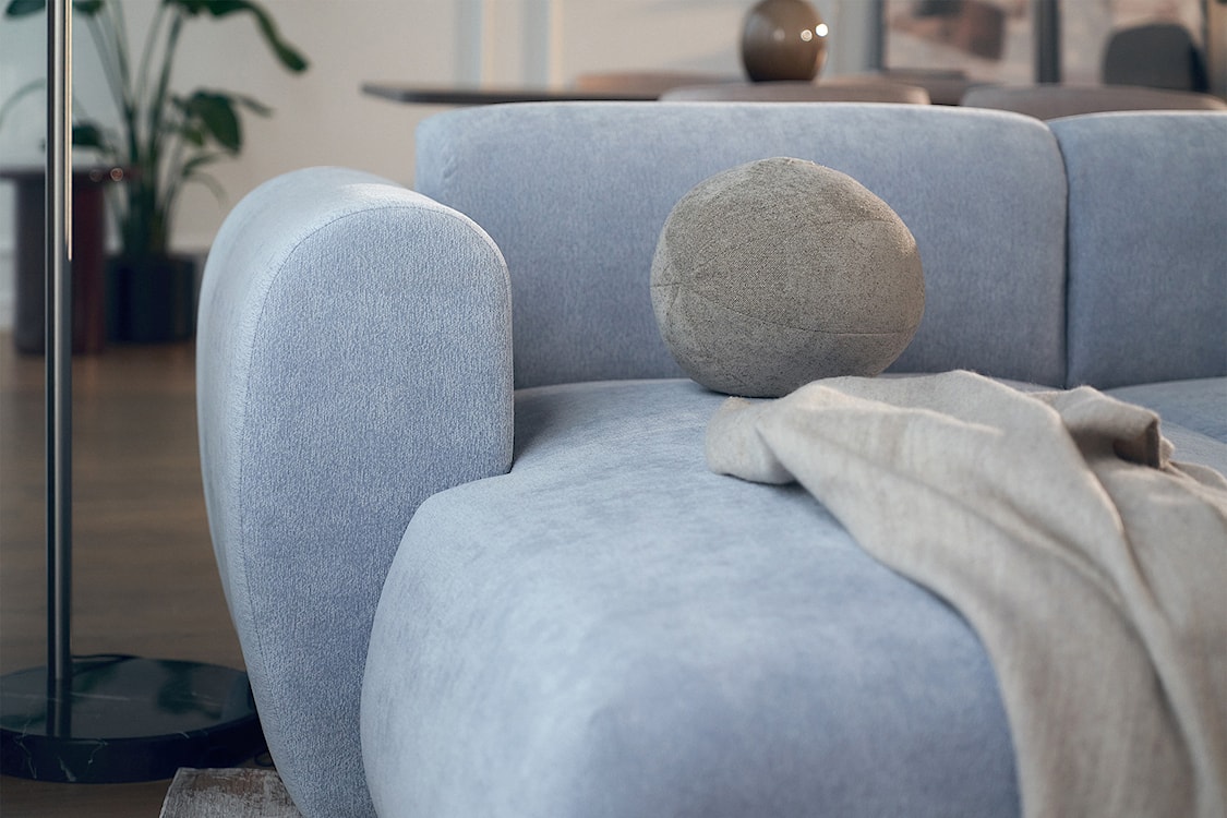 Narożnik z funkcją spania Emia L-kształtny lewostronny błękitny szenil  - zdjęcie 5