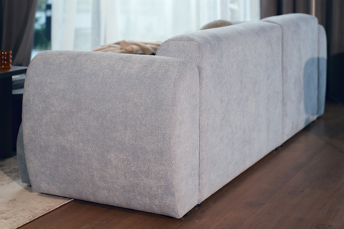 Narożnik z funkcją spania Emia L-kształtny lewostronny błękitny szenil  - zdjęcie 11