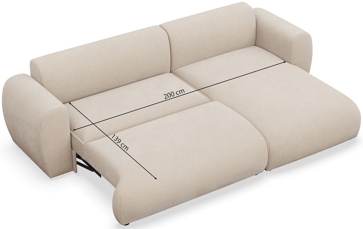 Narożnik z funkcją spania Emia L-kształtny lewostronny beżowy szenil łatwoczyszczący  - zdjęcie 7