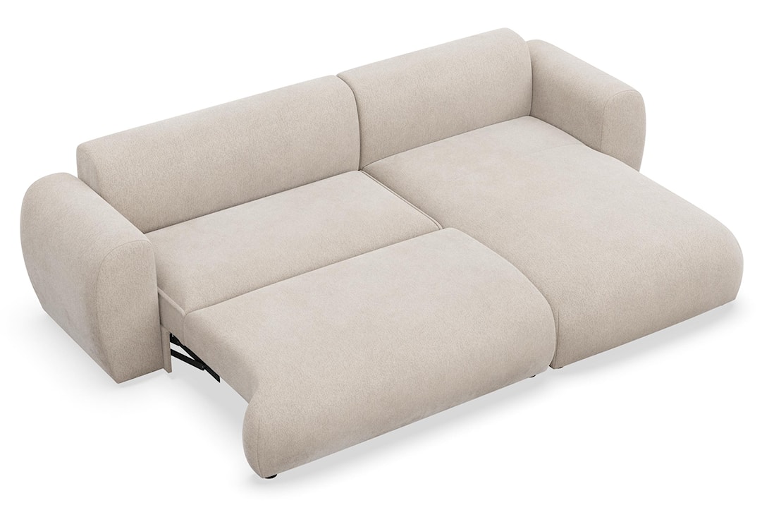 Narożnik z funkcją spania Emia L-kształtny prawostronny beżowy szenil  - zdjęcie 5