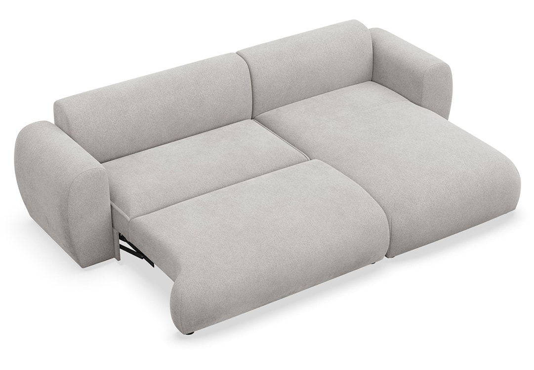 Narożnik z funkcją spania Emia L-kształtny prawostronny jasnoszary szenil  - zdjęcie 5