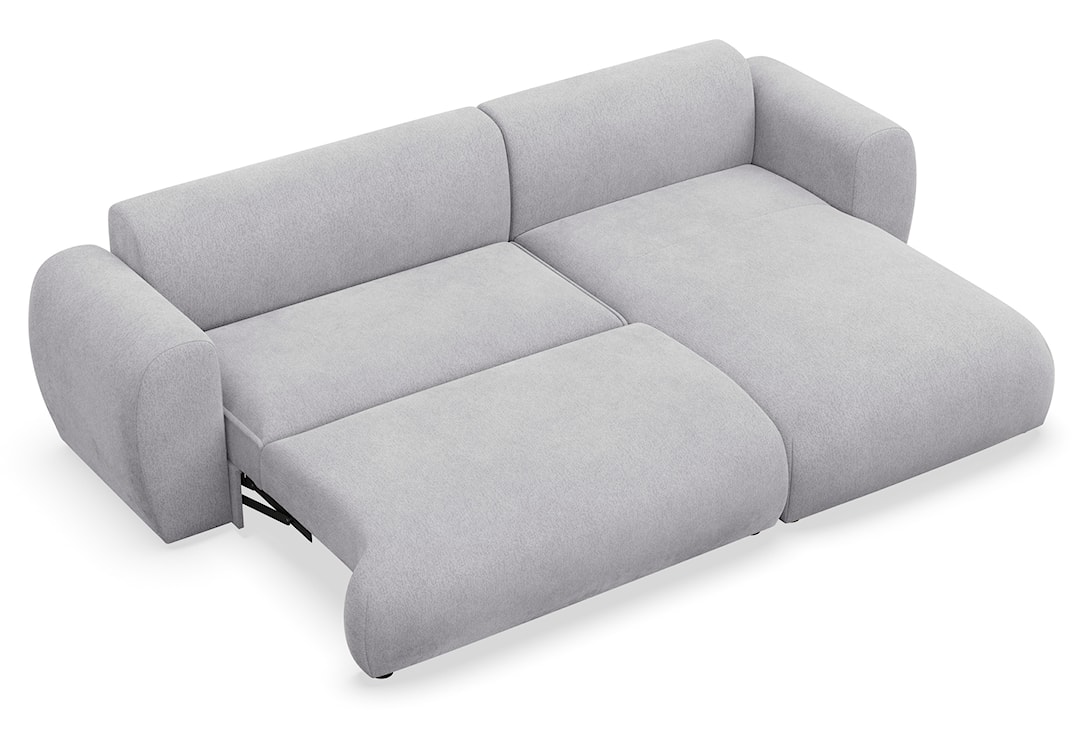 Narożnik z funkcją spania Emia L-kształtny prawostronny szary szenil  - zdjęcie 5