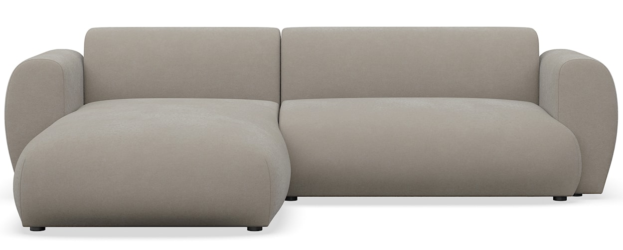 Narożnik z funkcją spania Emia L-kształtny lewostronny szarobeżowy szenil łatwoczyszczący 