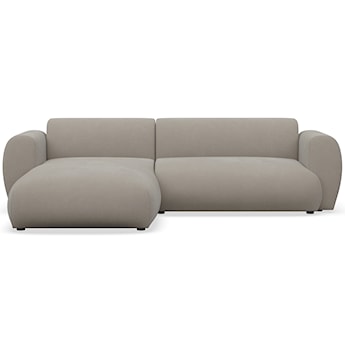 Narożnik z funkcją spania Emia L-kształtny lewostronny szarobeżowy szenil łatwoczyszczący