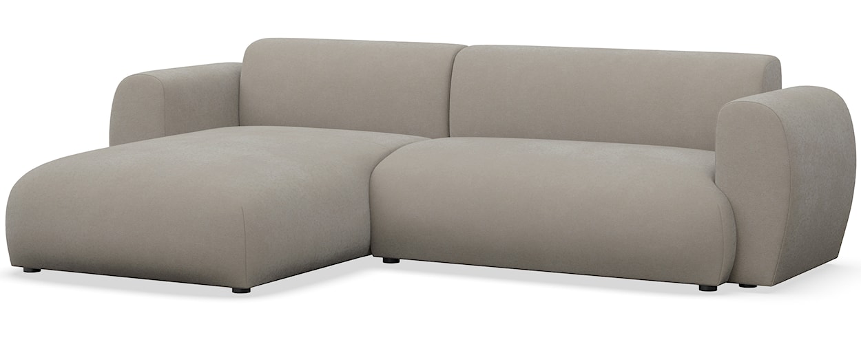 Narożnik z funkcją spania Emia L-kształtny lewostronny szarobeżowy szenil łatwoczyszczący  - zdjęcie 5