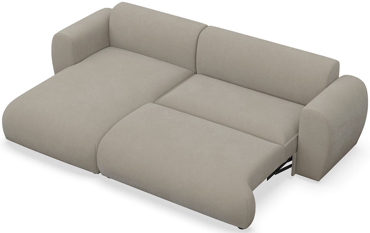 Narożnik z funkcją spania Emia L-kształtny lewostronny szarobeżowy szenil łatwoczyszczący  - zdjęcie 3