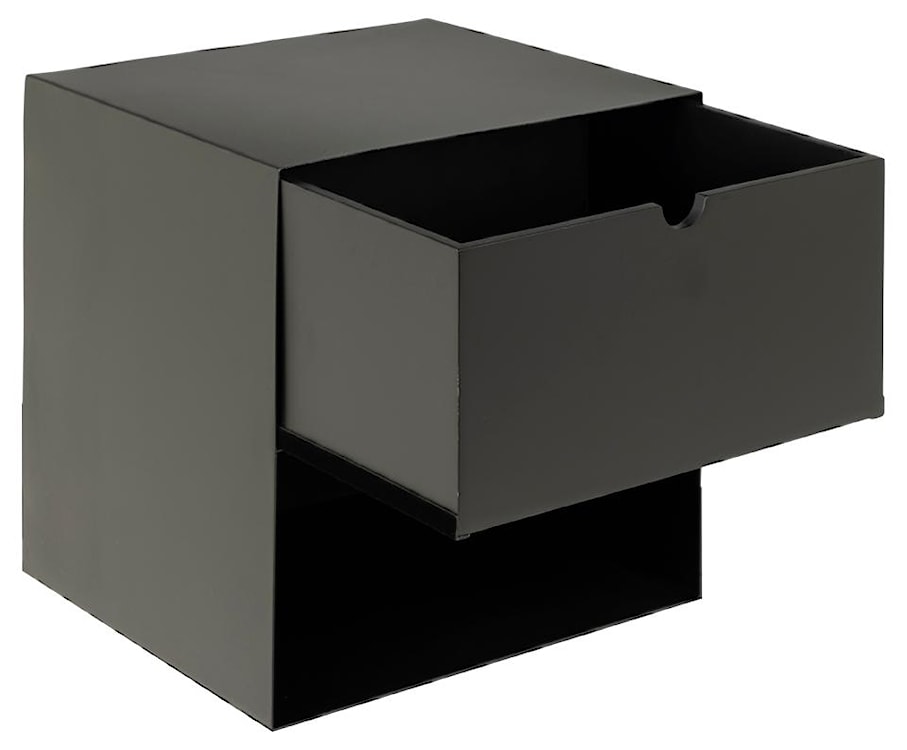 Szafka nocna Emilis prostokątna wisząca z półką i szufladą czarna 30x25x30 cm  - zdjęcie 4