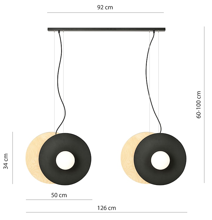 Lampa wisząca Empless czarno-biała x4  - zdjęcie 6